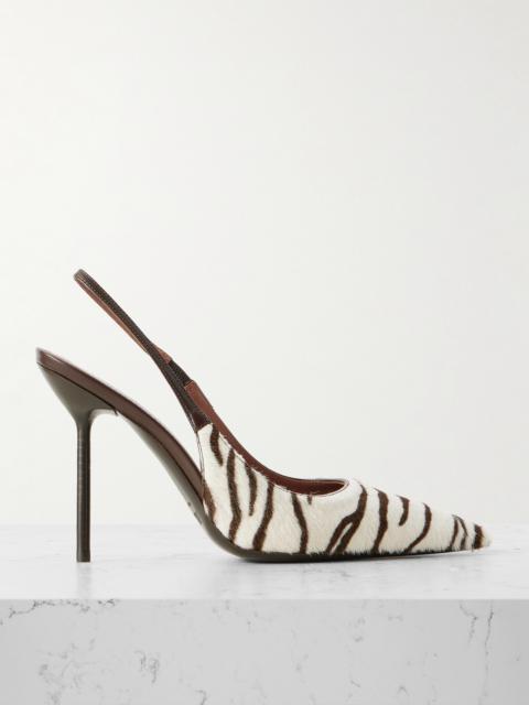 PARIS TEXAS Lidia Leather-trimmed Zebra-print Calf Hair Slingback Pumps