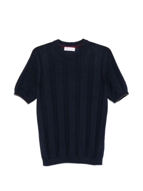 ribbed short-sleeve T-shirt