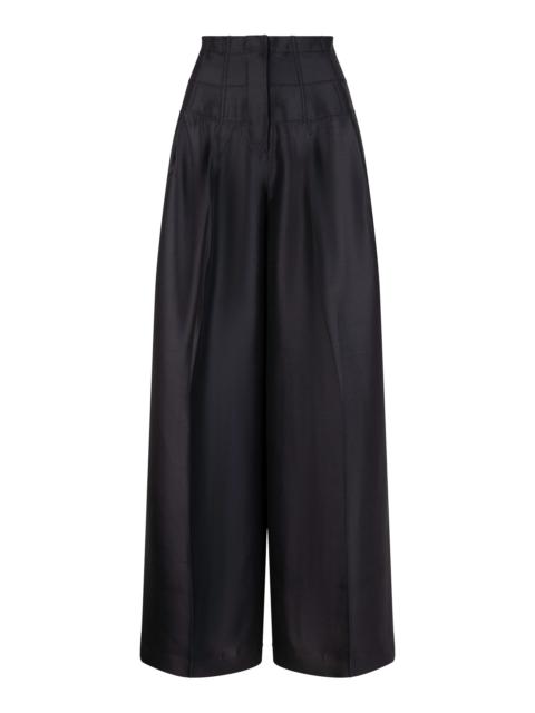 HEIRLOME Condesa Baggy Mid-Rise Wide-Leg Silk Trousers black