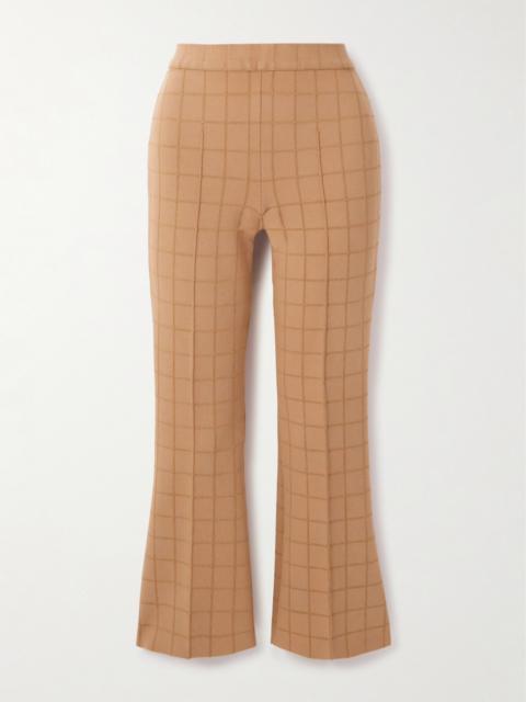 HIGH SPORT Kick Checked Stretch-knit Flared Pants