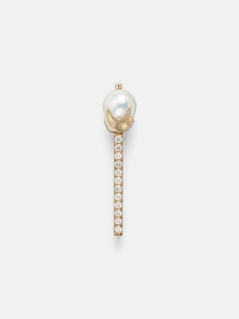 MATEO 14kt gold brooch with diamonds and pearls