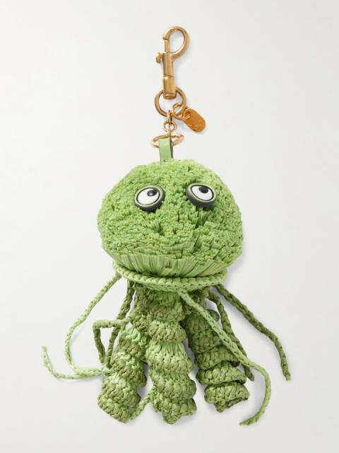 Anya Hindmarch Jellyfish Leather-trimmed Raffia Keychain