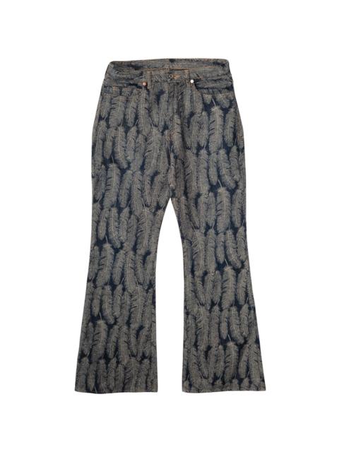 Kapital Magpie Feather Denim Flare Jeans "Dark Indigo" KAP048