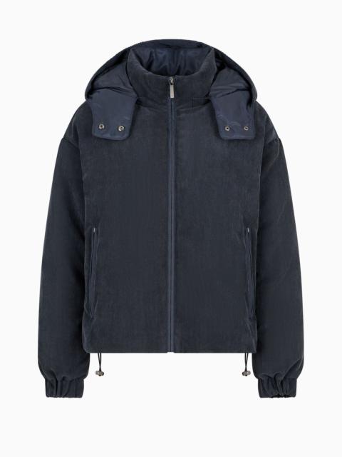 ASV water-repellent corduroy down jacket with hood and recycled down