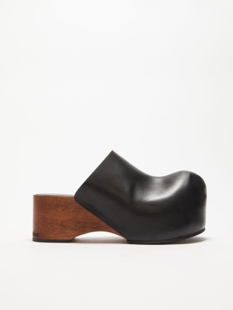 Leather wood clogs - Black