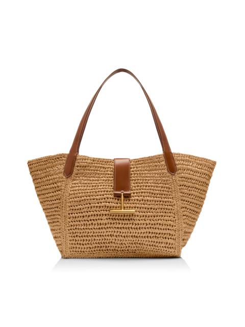 TOM FORD RAFFIA AND LEATHER TARA MEDIUM TOTE