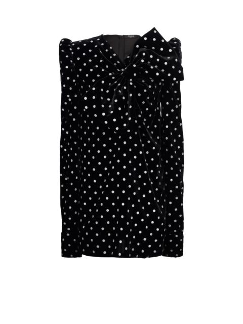 Short dress with a large bow and glitter polka dots