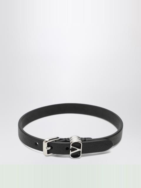 Valentino Black VLogo Signature bracelet in leather