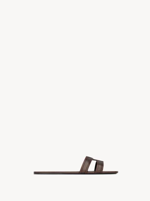 SAINT LAURENT MABROUKA SLIDES IN SMOOTH LEATHER