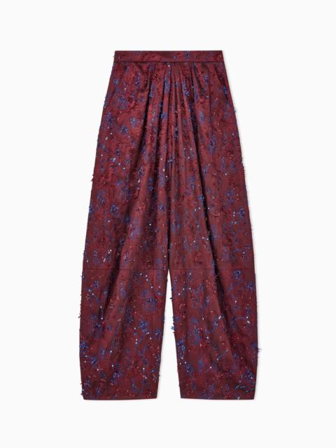GIORGIO ARMANI WIDE-LEG VISCOSE PANTS WITH FLORAL EMBROIDERY AND SEQUINS