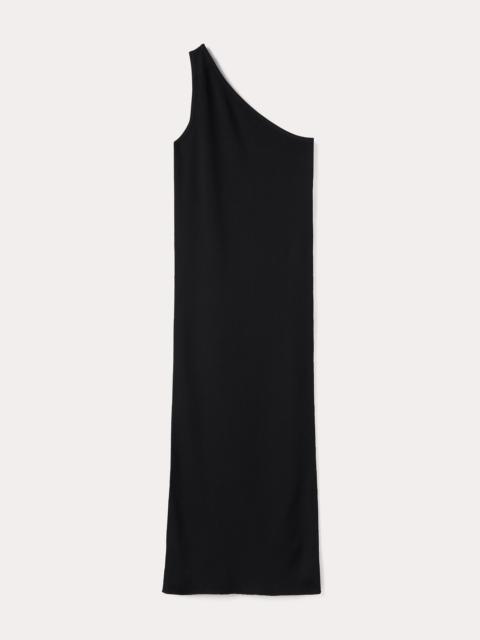 One-shoulder ribbed dress black