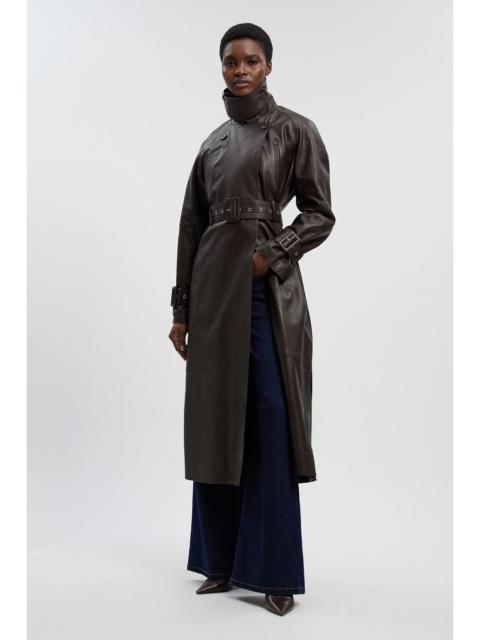 KAREN MILLEN Petite Leather Belted Trench Coat