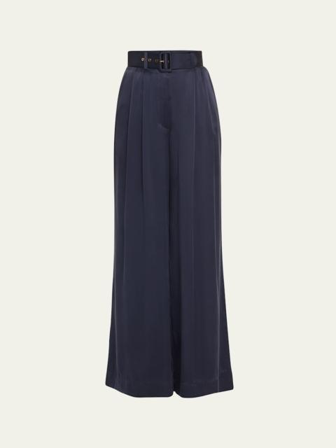 Zimmermann Belted Silk Tuck Pants