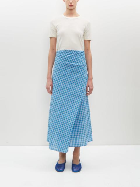 6397 Draped Wrap Skirt — Blue Plaid