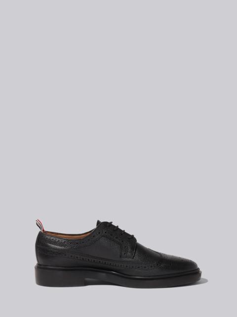 Thom Browne Black Pebble Grain Leather Lightweight Rubber Sole Longwing Brogue