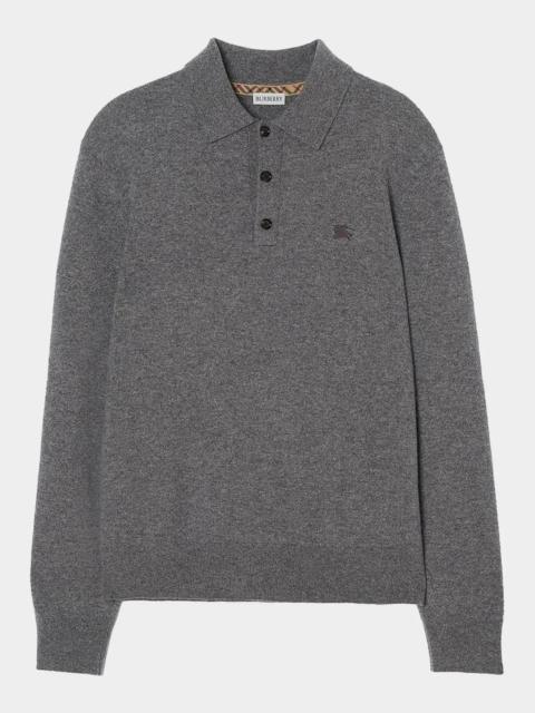 Burberry Men's Carson EKD Cashmere-Blend Polo Shirt