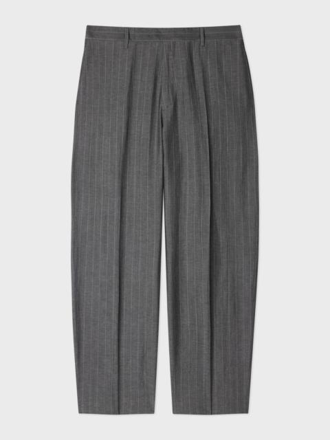 Paul Smith Relaxed-Fit Grey Wool-Linen Pinstripe Trousers