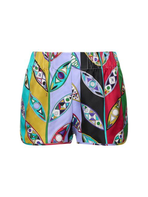 Girandole printed silk twill mini shorts