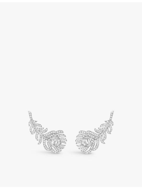Boucheron Plume de Paon 18ct white-gold and 1.1ct diamond earrings