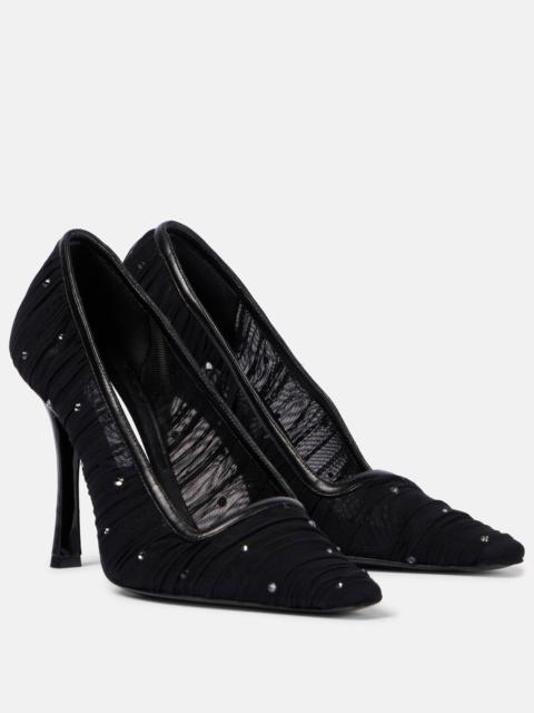 JIMMY CHOO Lotta 100 embellished mesh pumps