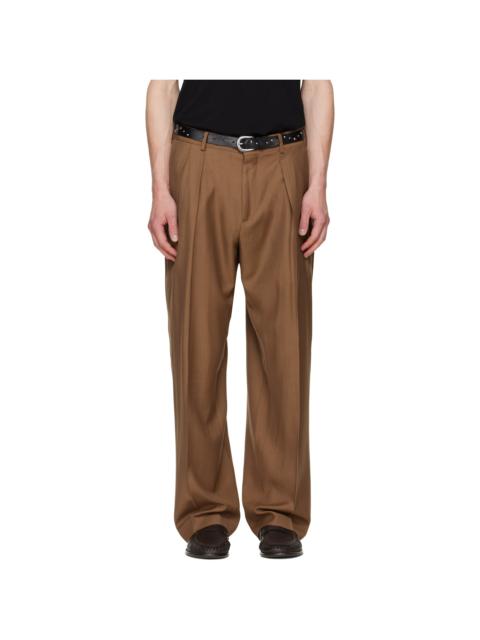 Paul Smith Brown Pleated Wool Trousers