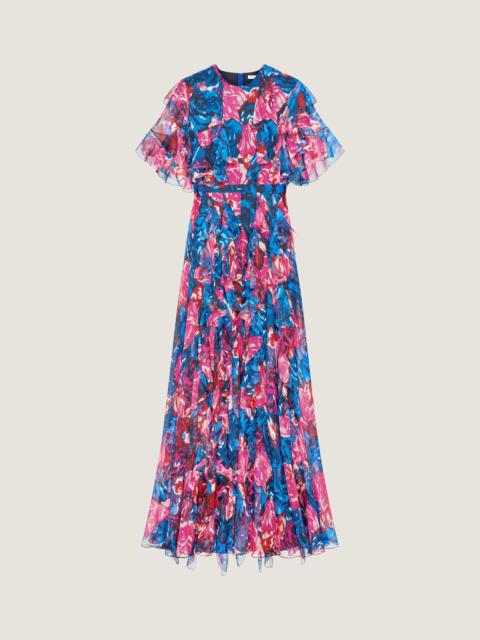 Givenchy LONG RUFFLED DRESS IN SILK CHIFFON WITH FLORAL PRINT