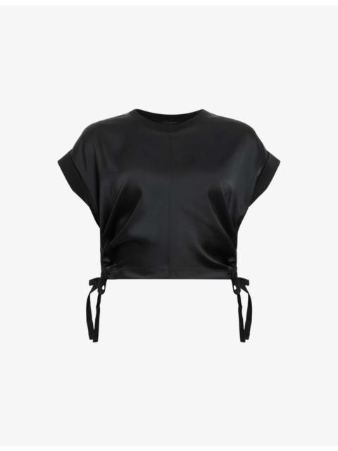 ALLSAINTS Mira Cropped Stretch-Satin Top