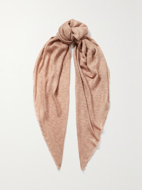 SAINT LAURENT Printed Modal And Cashmere-blend Twill Scarf