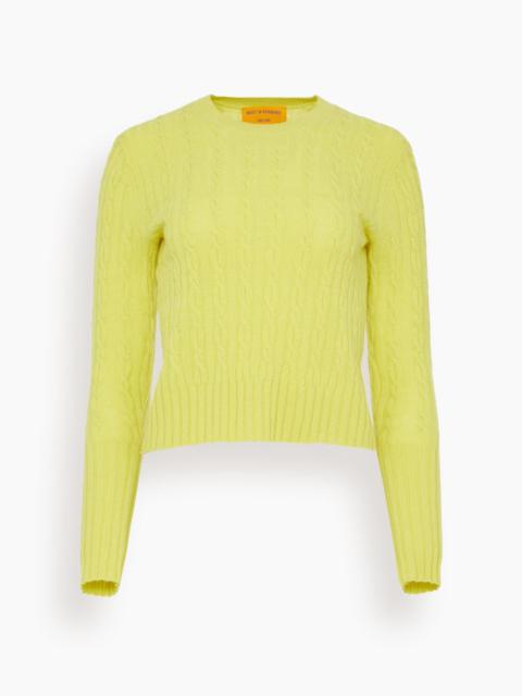 GUEST IN RESIDENCE Cable Shrunken Crew in Lemon