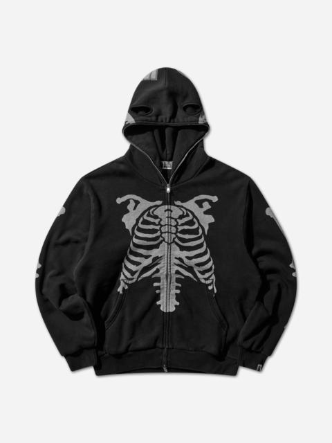 A BATHING APE® Men's Skeleton Shark Heavy Washed Cropped Fit Full Zip Hoodie Black