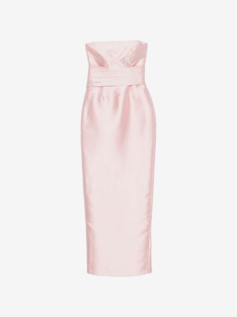 SOLACE LONDON strapless pleated-waist maxi dress