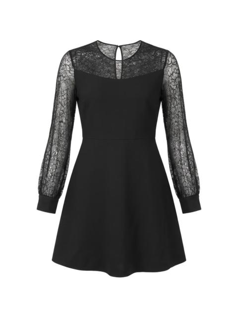 Valentino lace-panel long-sleeve mini dress