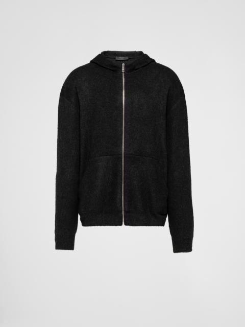 Cashmere knit zipper hoodie