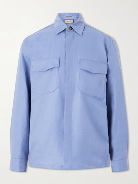 Canali Wool and Linen-Blend Twill Shirt