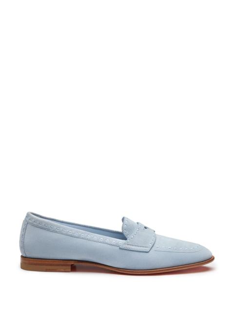 Santoni Women's light blue suede penny loafer