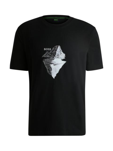 BOSS STRETCH-COTTON T-SHIRT WITH PRINTED AND EMBROIDERED ARTWORK