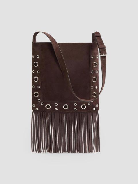 Valentino Men's Nellcôte Suede Shoulder Bag with Fringes - Brown