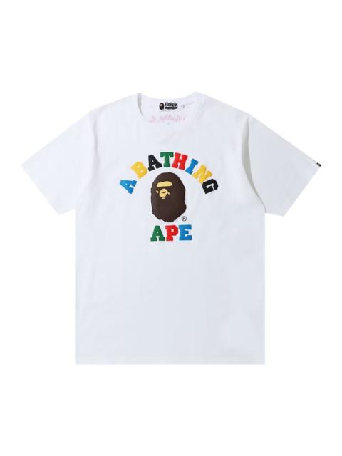 A BATHING APE® BAPE Multi Color Letters College Tee 'White'
