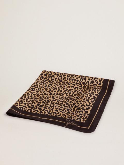 Golden Collection scarf in black with leopard print