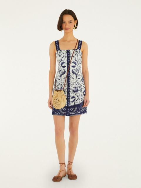 FARM RIO Off-White Nina Euroflax Premium Linen Mini Dress