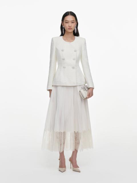 self-portrait Cream Boucle Wrap Midi Dress