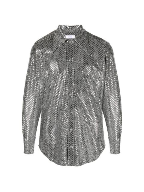 ERL spread-collar sequinned shirt