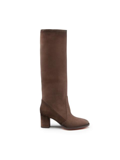 Santoni Women's dark brown suede mid-heel boot