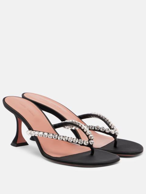 Amina Muaddi Gigi embellished satin thong sandals