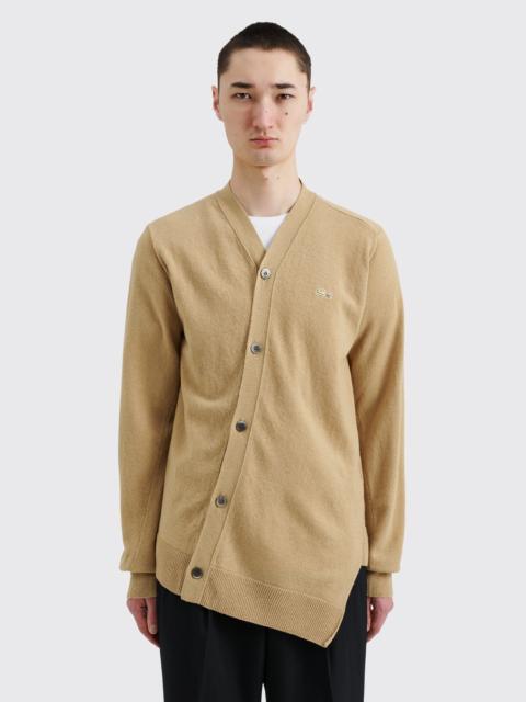 COMME DES GARÇONS SHIRT X LACOSTE KNITTED WOOL CARDIGAN CAMEL