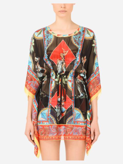 Dolce & Gabbana Short Carretto-print chiffon caftan