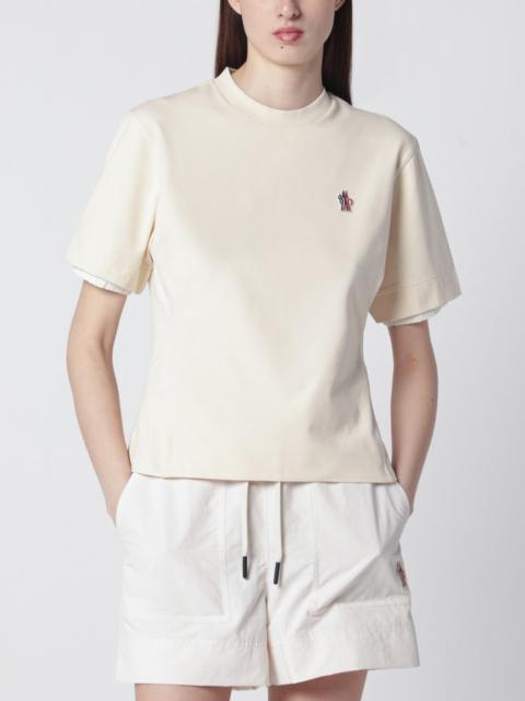 Moncler Grenoble White cotton-blend T-shirt with logo patch