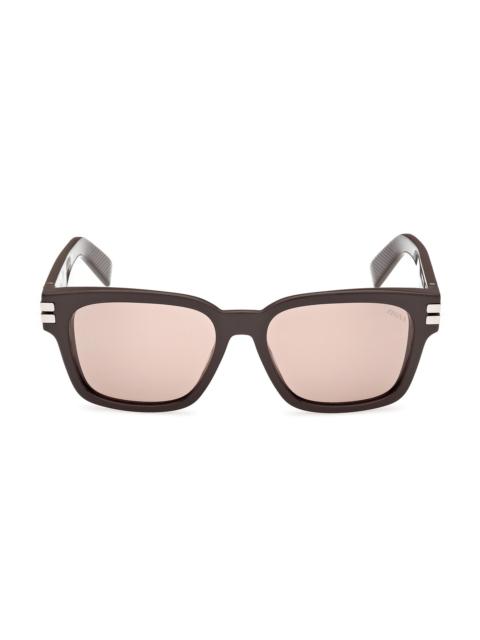 ZEGNA Men's 55MM Rectangular Sunglasses - Dark Brown Light Taupe