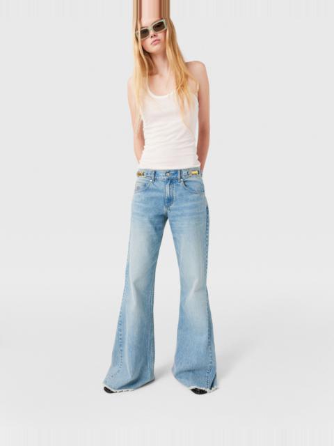 Clasp-Embellished Low-Rise Flared Jeans
