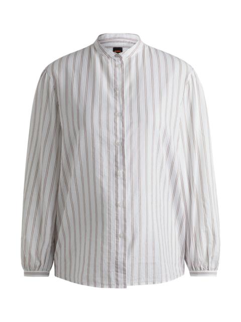 BOSS REGULAR-FIT BLOUSE IN STRIPED COTTON POPLIN